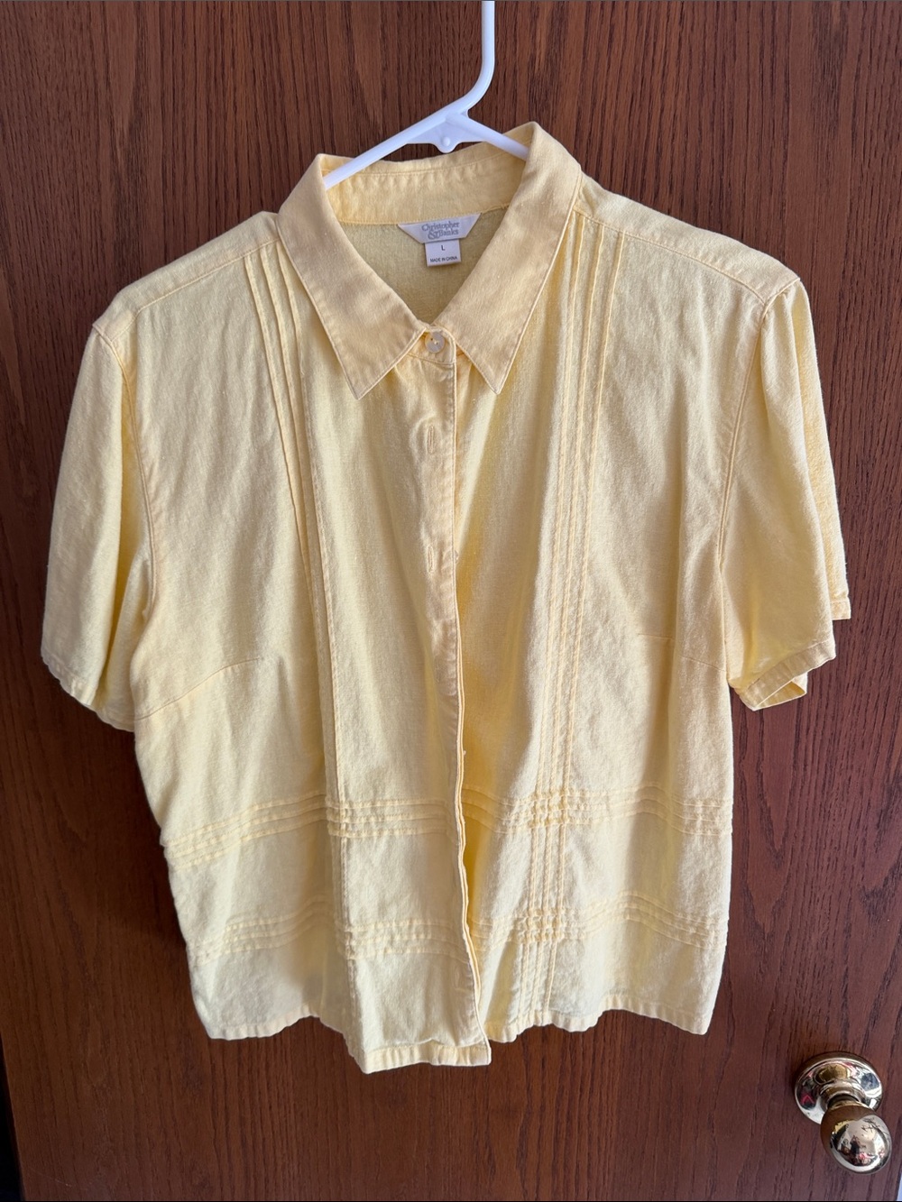 Christopher & Banks Light Yellow Short Sleeve Button-Up Blouse